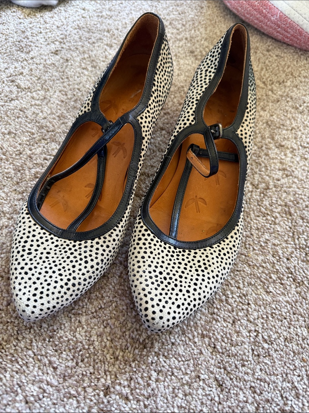Black & White Polka Dot Pointed Mary Jane Flats